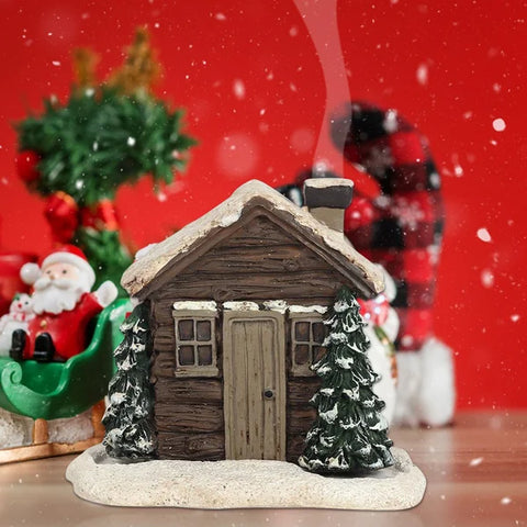 🏠🎄Log Cabin Snowy Winter Incense Cone Burner