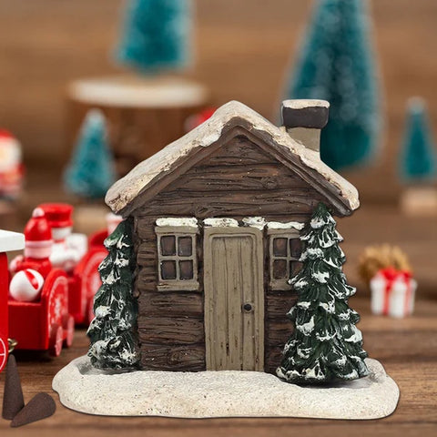 🏠🎄Log Cabin Snowy Winter Incense Cone Burner